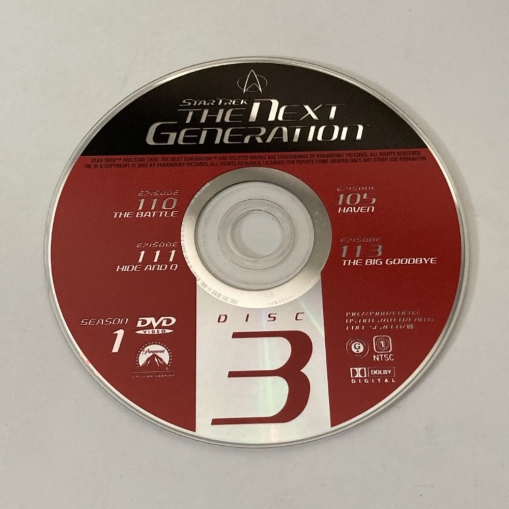 Star Trek The Next Generation Season 1 Disc 3 Replacement DVD